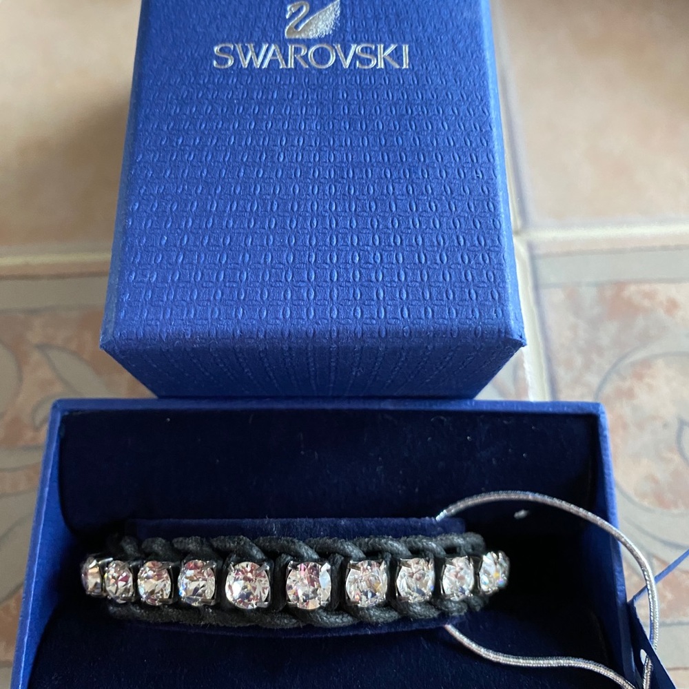 Swarovski crystal braided leather bracelet